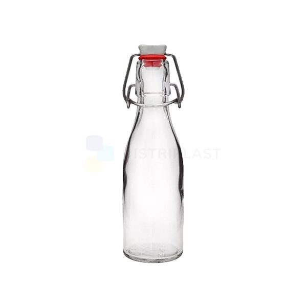 Botella vidrio transparente 250cc tapa swing