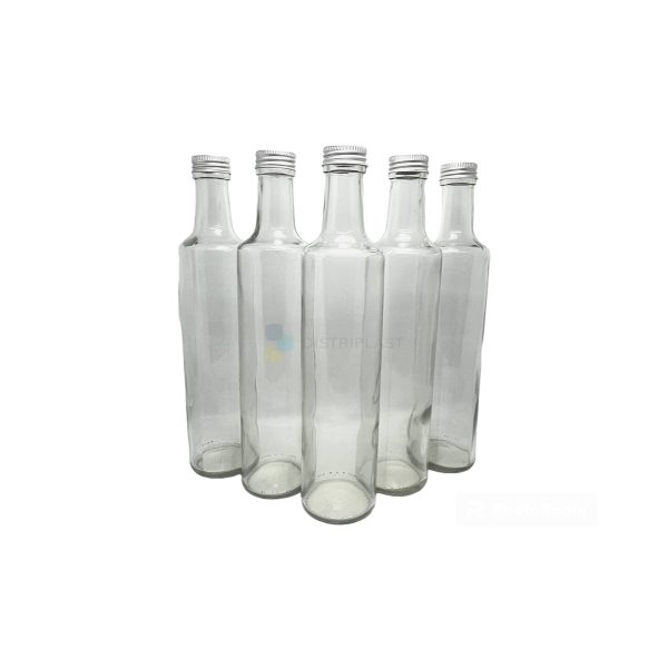 Botella vidrio transparente 500cc Aceitera C/Tapa