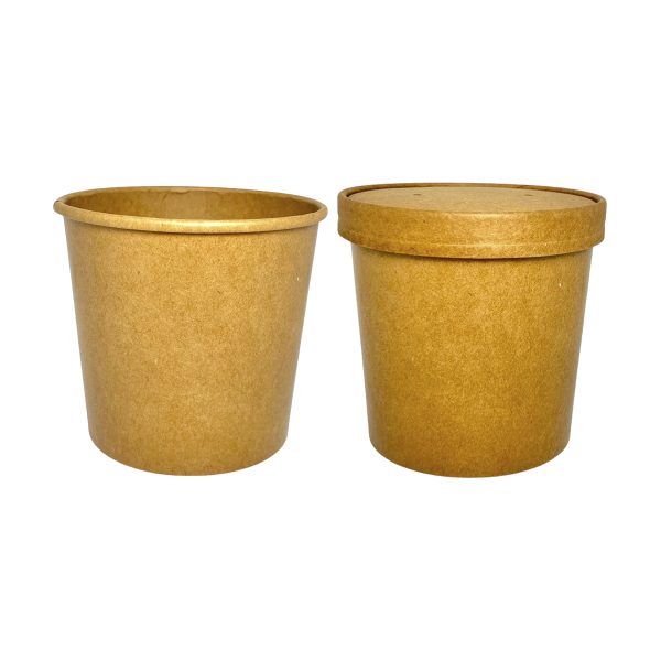 Pote polipapel 750mL Kraft Con tapa & Sin tapa