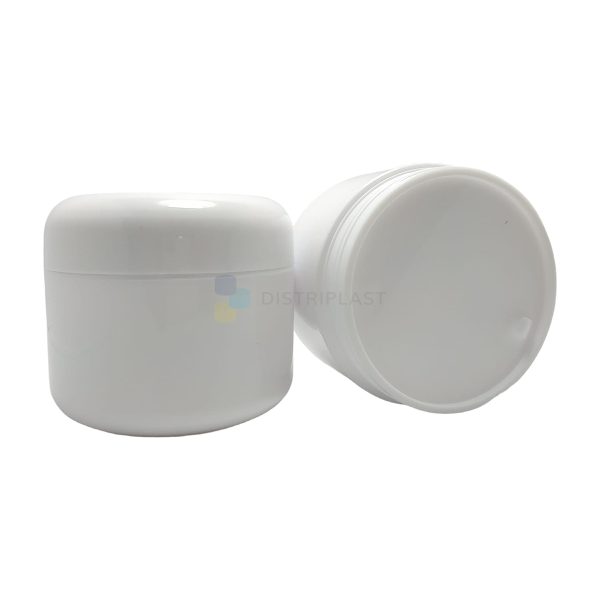 Pote acrilico Blanco 250cc Tapa rosca y contratapa