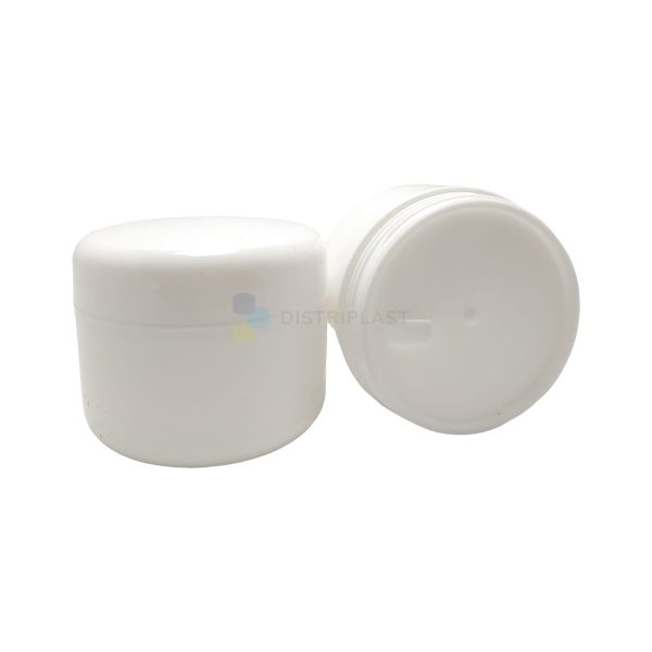 Pote acrilico Blanco 50cc Tapa rosca y contratapa