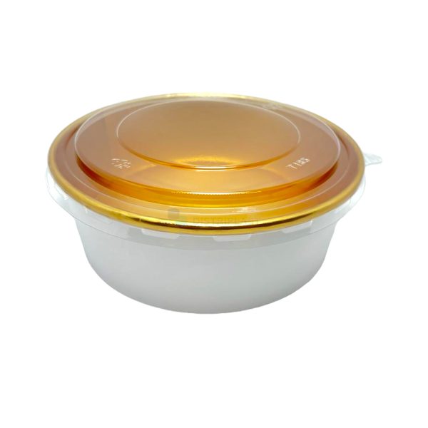 Bowl bamboo kraft 1250cc Tapa PET Gold Foil