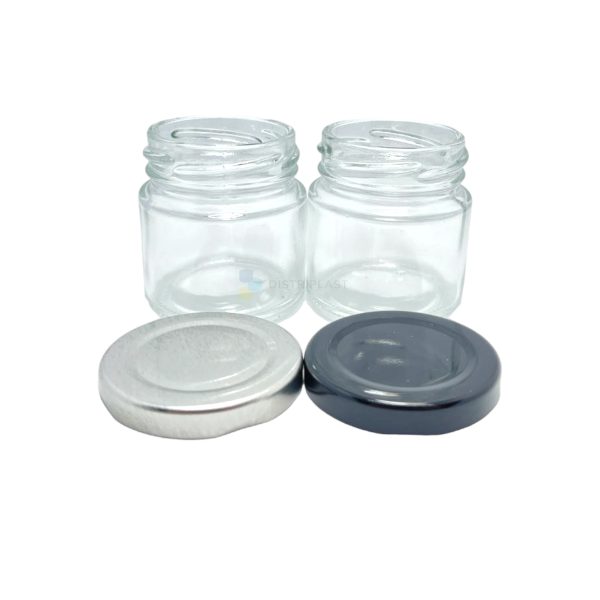 Bollon vidrio transparente 50cc Con tapa a eleccion