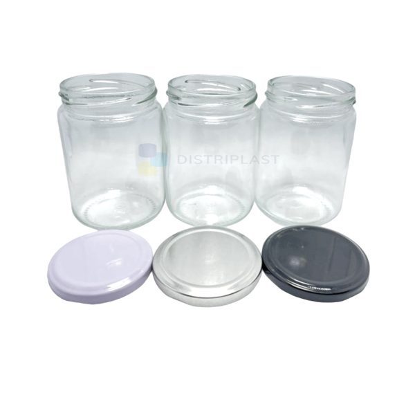 Bollon vidrio transparente 350cc Tapa a eleccion