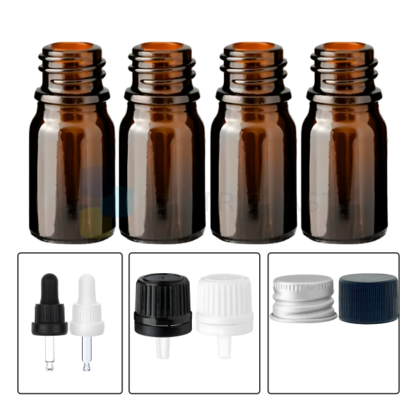 Frasco vidrio ambar 5cc R18 Tapas estandar