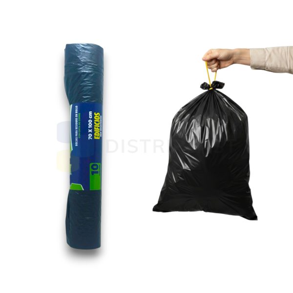 Bolsas de residuos 70x100cm c/ Cinta de Cierre (10 unidades x rollo)