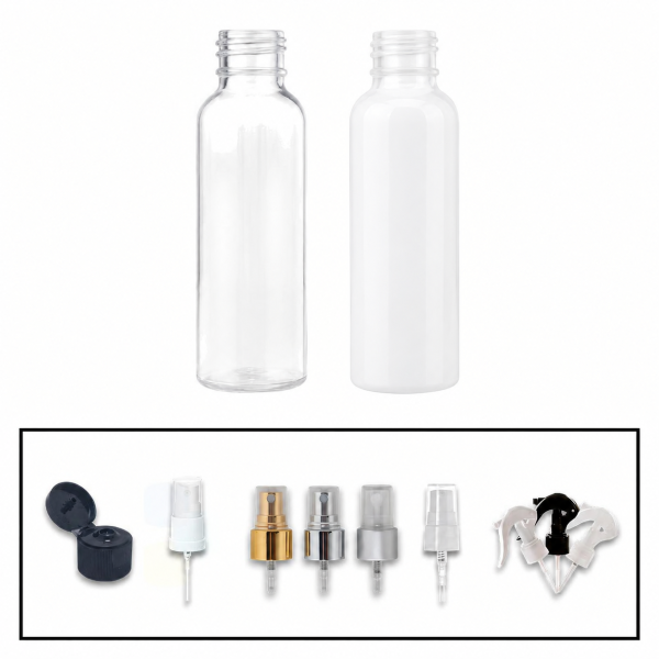 Frasco PET Transparente/Blanco 100cc R20